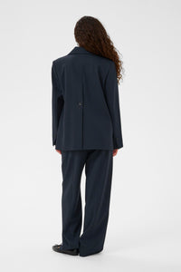 Soaked in Luxury SLLilu Salute Navy Single Breasted Blazer with Slit Detailing, 30408932