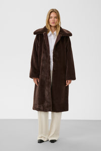 Soaked in Luxury SLEstacia Chocolate Brown Faux Fur Coat, 30409245