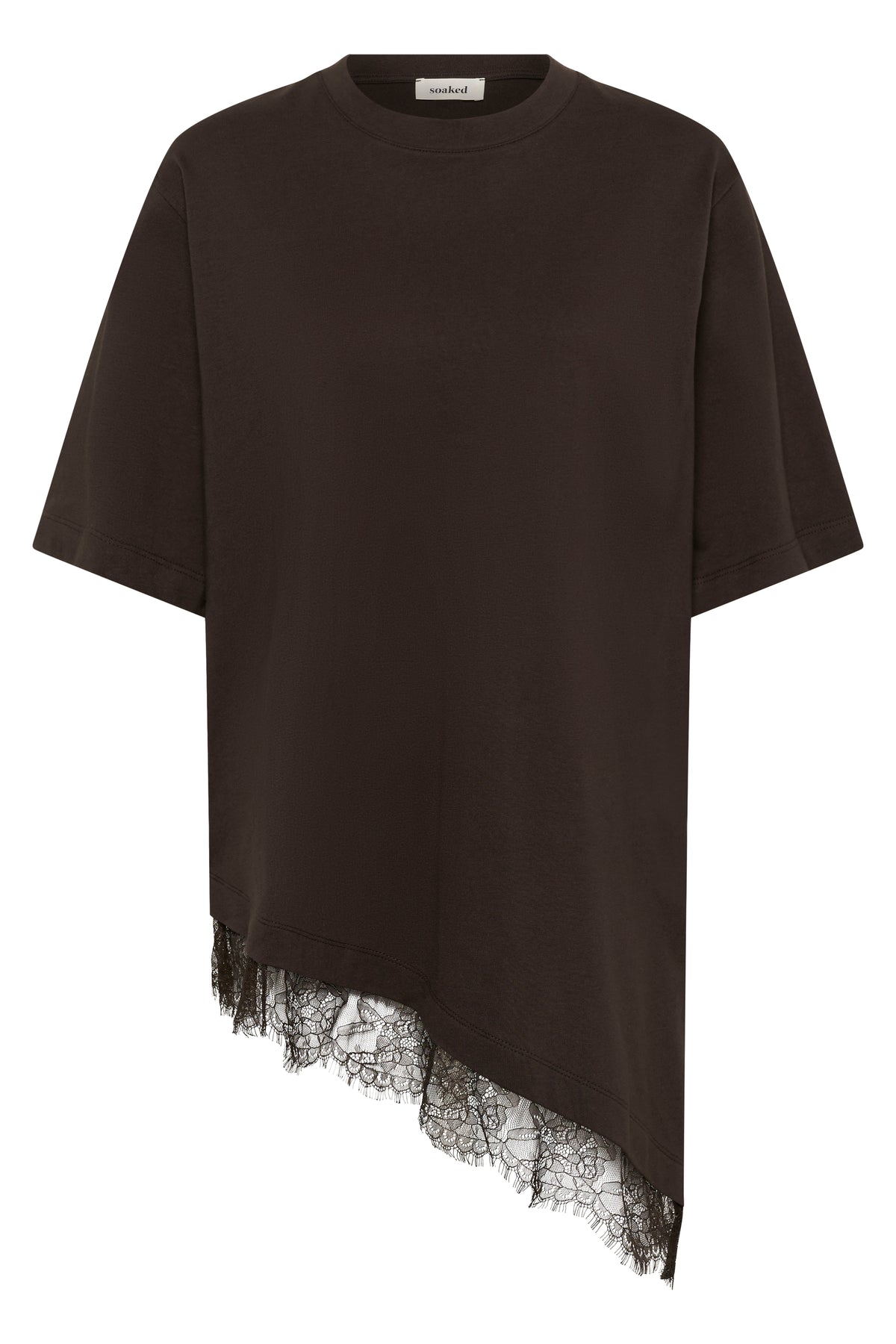 Soaked in Luxury SLJina Chocolate Torte Longline Lace T-Shirt, 30409760