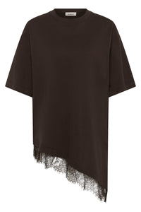 Soaked in Luxury SLJina Chocolate Torte Longline Lace T-Shirt, 30409760