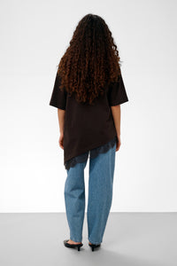 Soaked in Luxury SLJina Chocolate Torte Longline Lace T-Shirt, 30409760