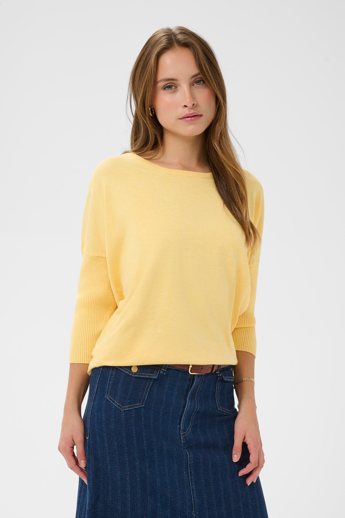Saint Tropez Mila Lemon Drop Melange Round Neck Knit, 30500003
