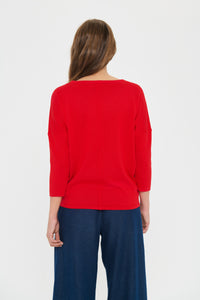Saint Tropez Mila Chinese Red Round Neck Knit