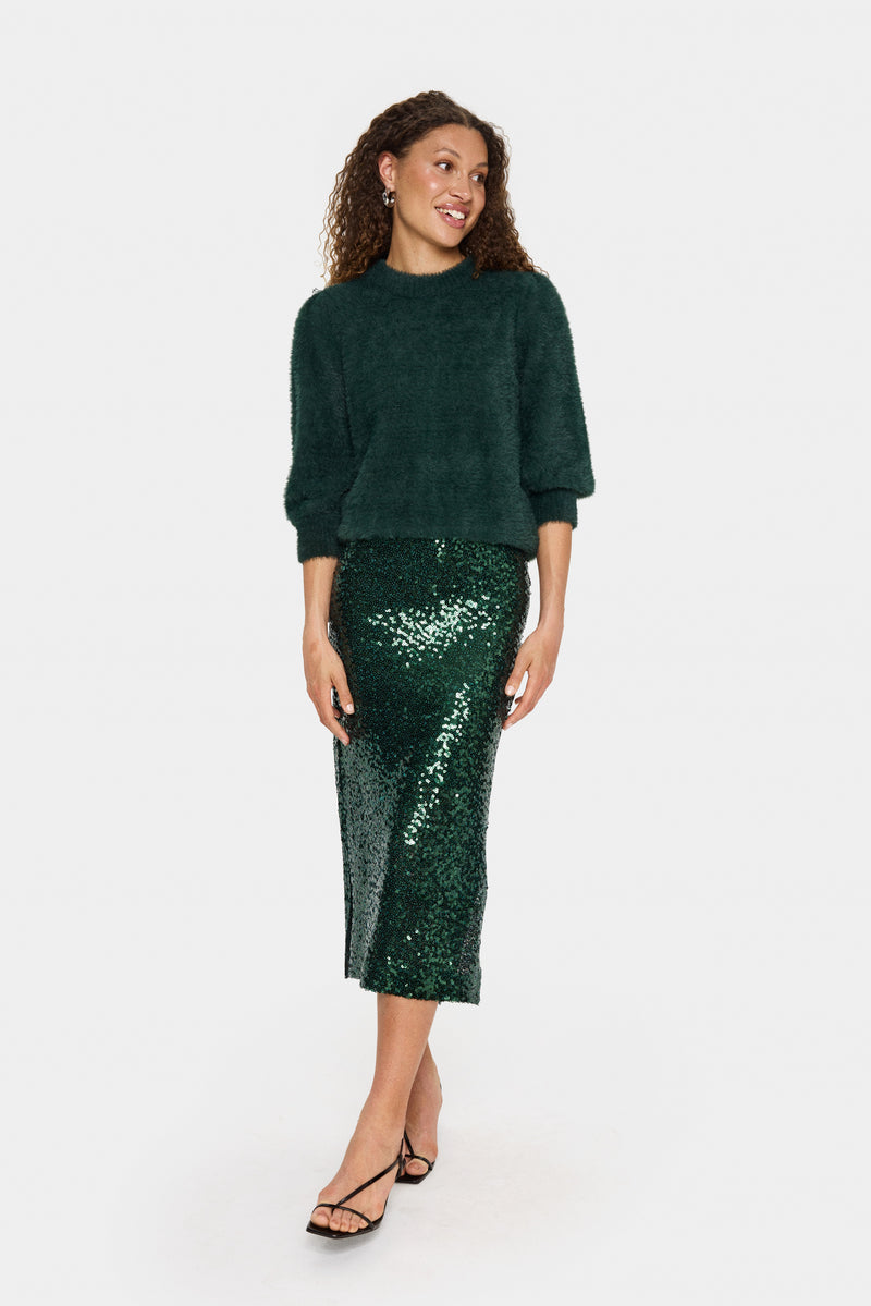 Saint Tropez Banni Junebug Green Furry Knitted Jumper