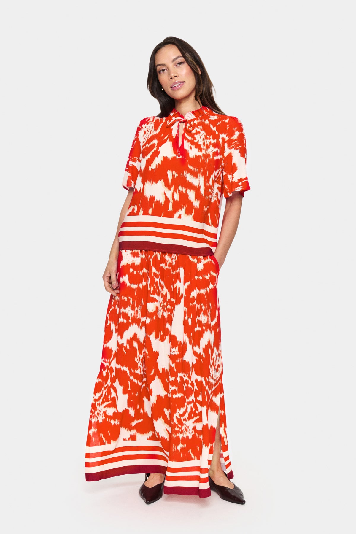 Saint Tropez Khloe Poinciana Water Bloom Printed Blouse, 30514031