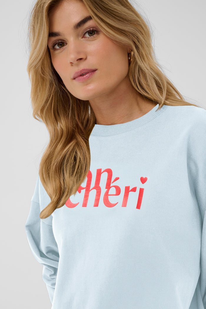 Saint Tropez Pegrina Baby Blue 'Mon Cheri' Fleece Lined Sweatshirt, 30514914