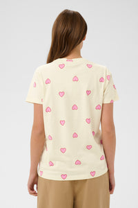 Saint Tropez Pixilina Cream Bonbon Pink Heart Print T-Shirt, 30514919