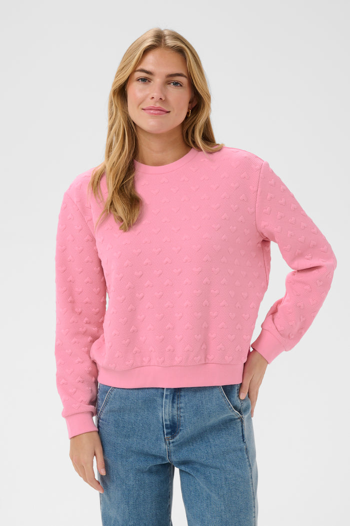 Saint Tropez PadmiaSZ Bonbon Pink Heart Embossed Sweatshirt, 30514921