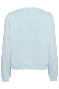 Saint Tropez Pamma Baby Blue/Beige Heart Print Fleece Lined Sweatshirt, 30514963