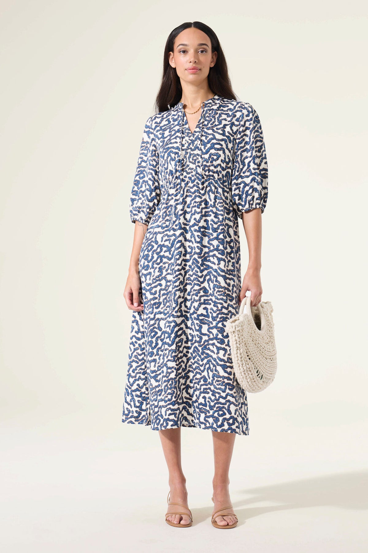 Garcia Summer Cobalt Abstract Printed Midi Dress