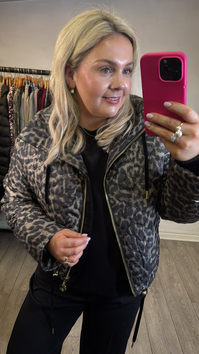 Coster Copenhagen Leopard Quilted Cropped Oversized Jacket