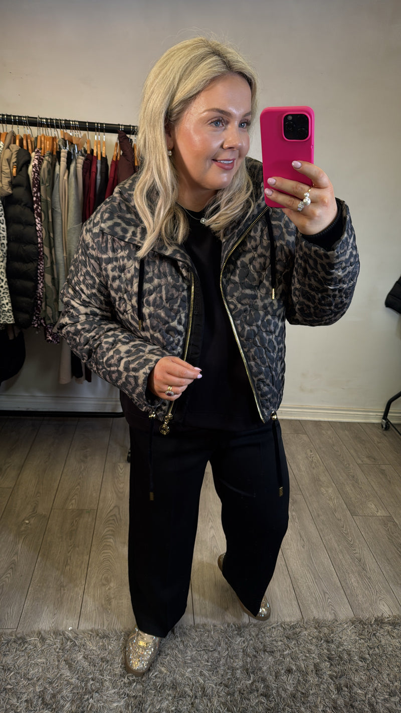 Coster Copenhagen Leopard Quilted Cropped Oversized Jacket