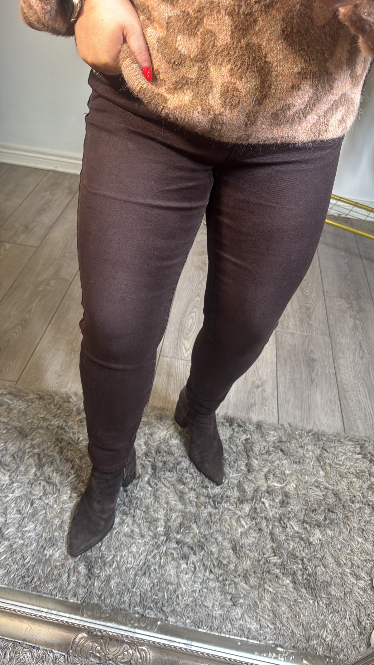 BACK IN STOCK - Toxik Highwaisted Boyfriend Chocolate Brown Cropped Jeans