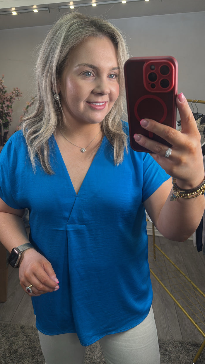 InWear Rinda Cyan Blue V-Neck Top