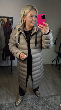 FRANSA Frbafab Desert Taupe Quilted Knee Length Puffa Jacket