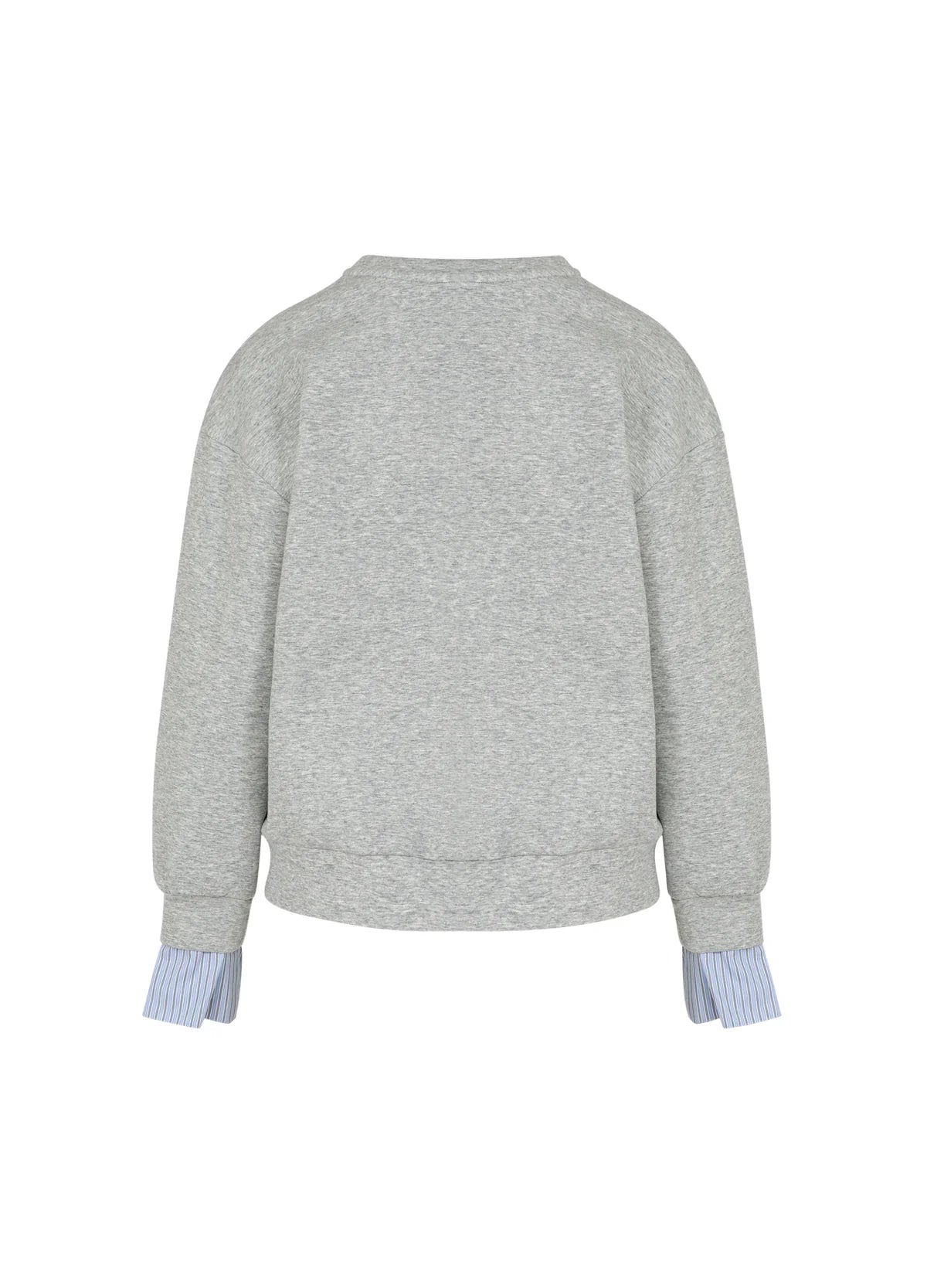 Coster Copenhagen Grey Melange Modal Sweatshirt with Striped Detachable Cuffs