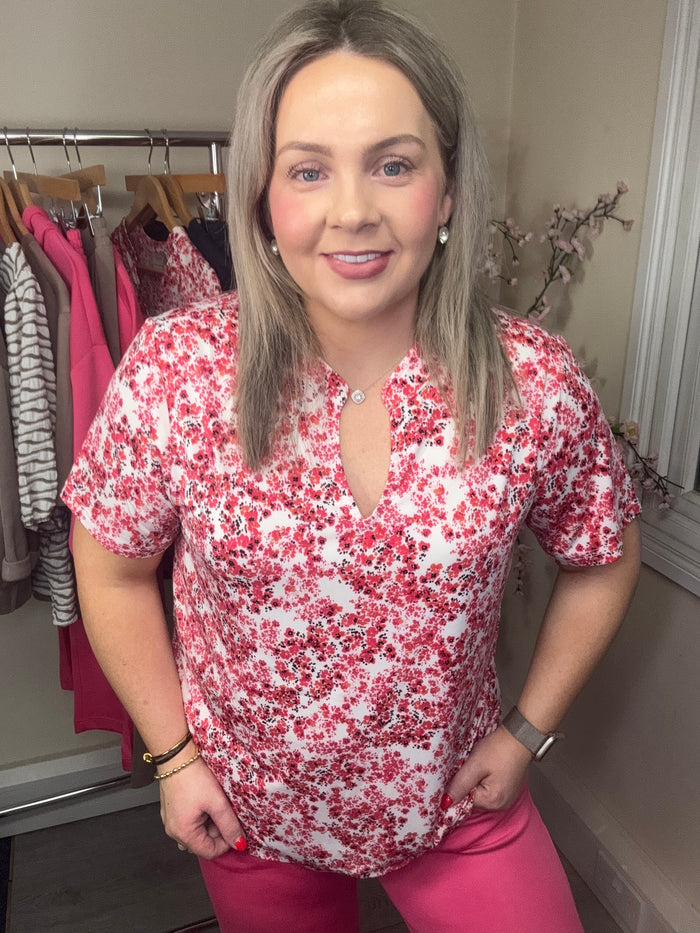 Fransa FrSeen Floral Hibiscus Print V-Neck T-Shirt, 20617629