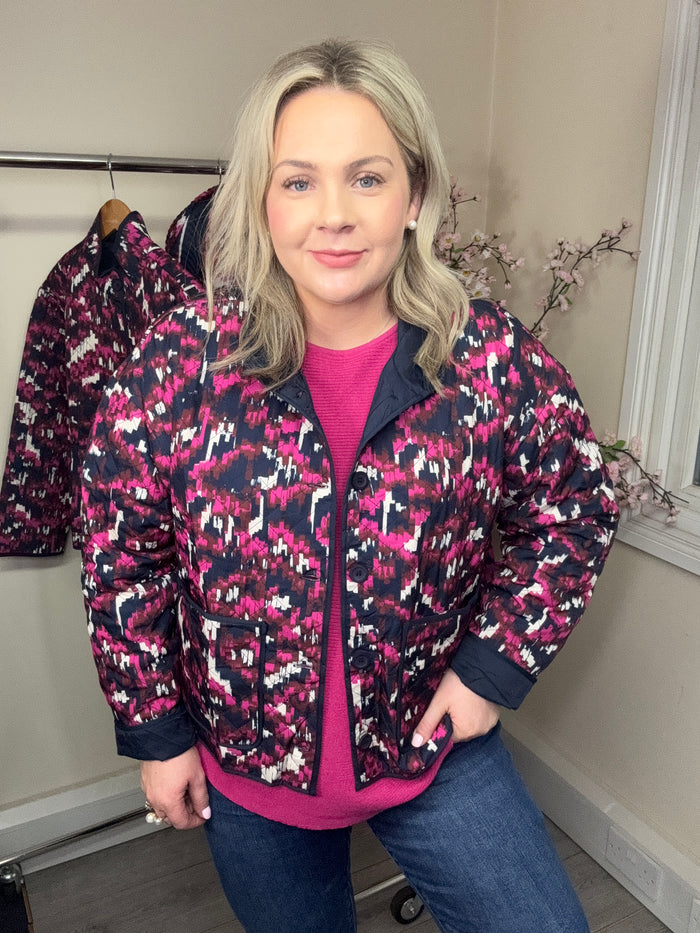 Fransa FrClaudine Very Berry Printed Quilted Jacket, 20617085