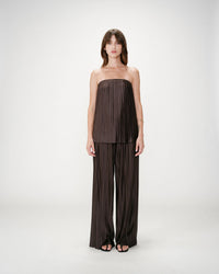 Grace & Mila West Chocolate Brown Plisse Bustier Top 