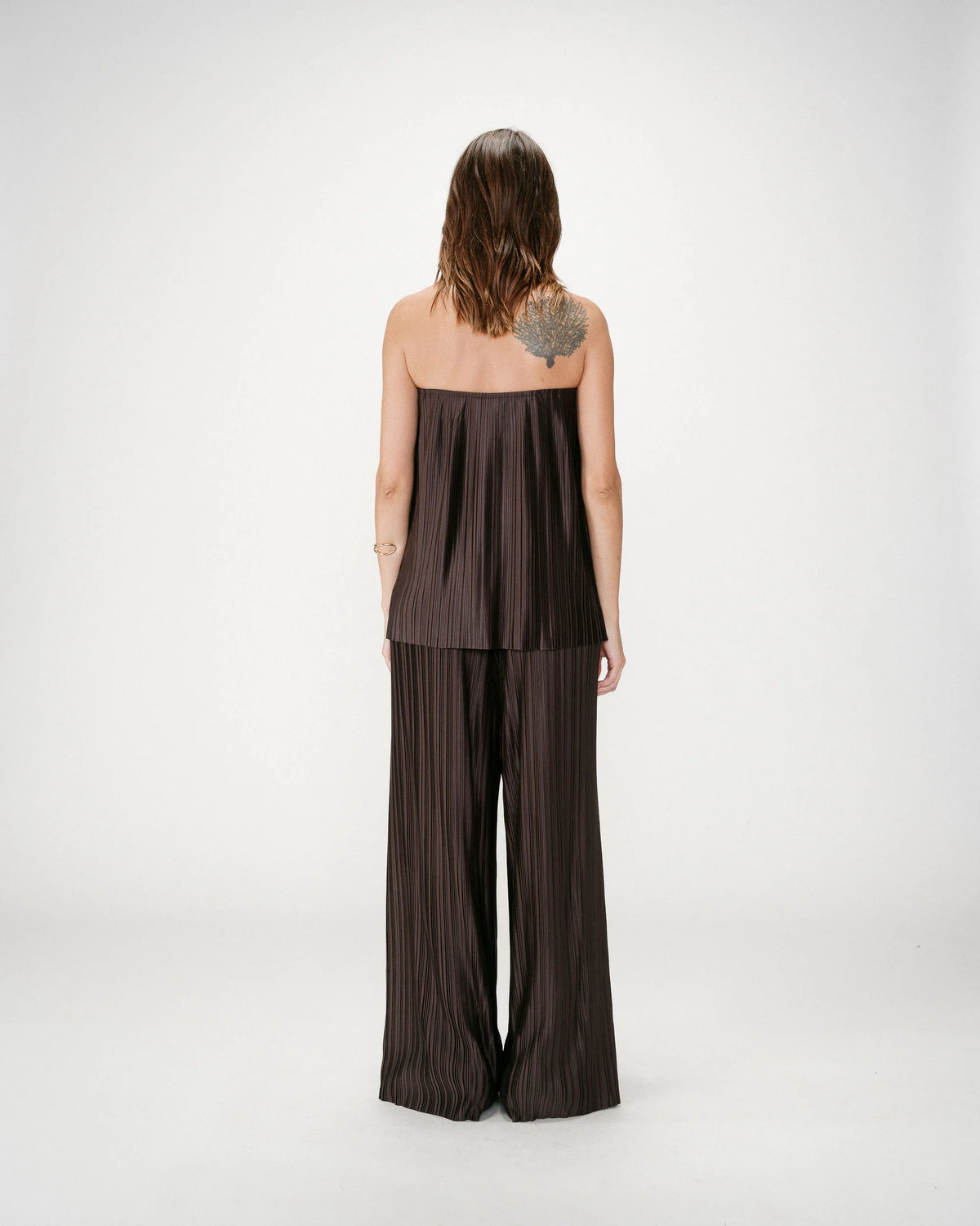 Grace & Mila West Chocolate Brown Plisse Bustier Top 