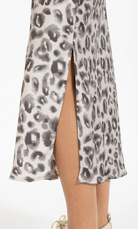 Coster Copenhagen Grey Leopard Skyler Satin Midi Skirt, CCH4511