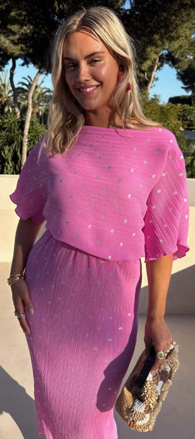 Never Fully Dressed Petal Pink Tilly Off the Shoulder Dress