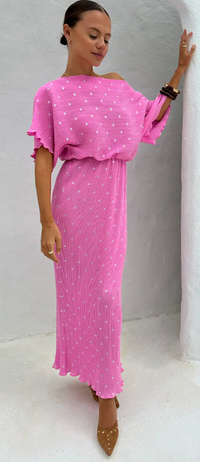 Never Fully Dressed Petal Pink Tilly Off the Shoulder Dress