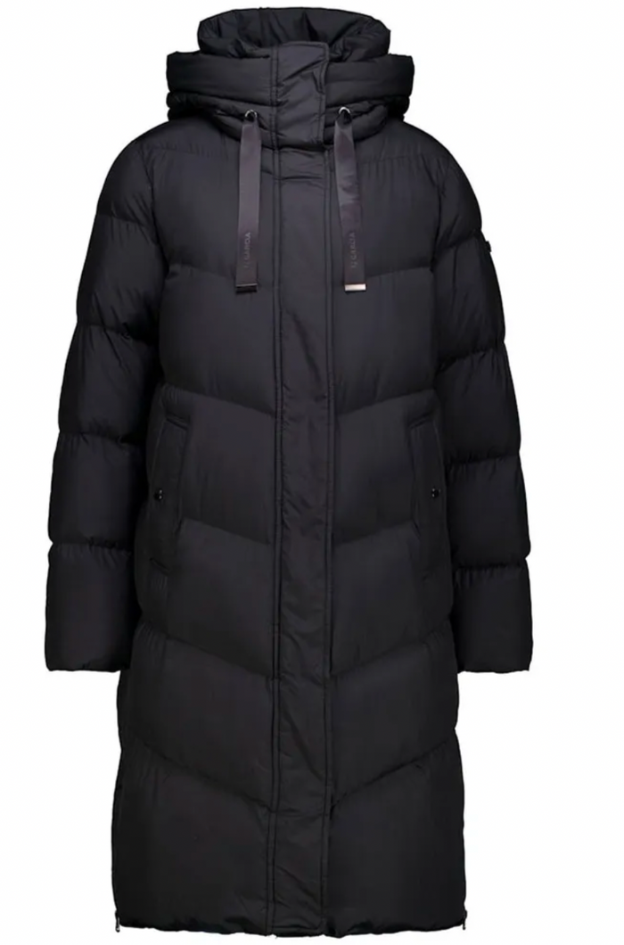 Garcia Ultimate Iconic Black Knee Length Puffa Coat with Zip Detailing