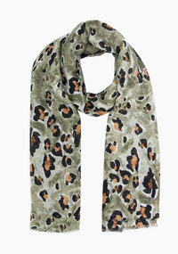 Ruby 67 Raya Khaki Leopard Print Scarf