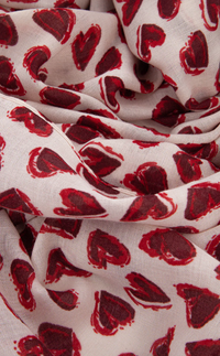 Ruby 67 Kara White/Red Hearts Scarf
