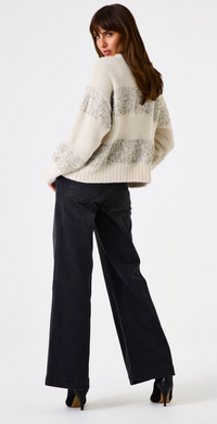 Garcia Sand Cream Sequin Stripe Supersoft Knit