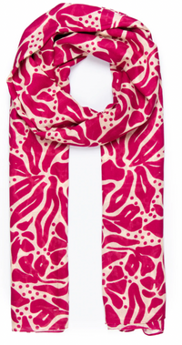 Ruby 67 Allie Fuchsia/Cream Floral Print Scarf