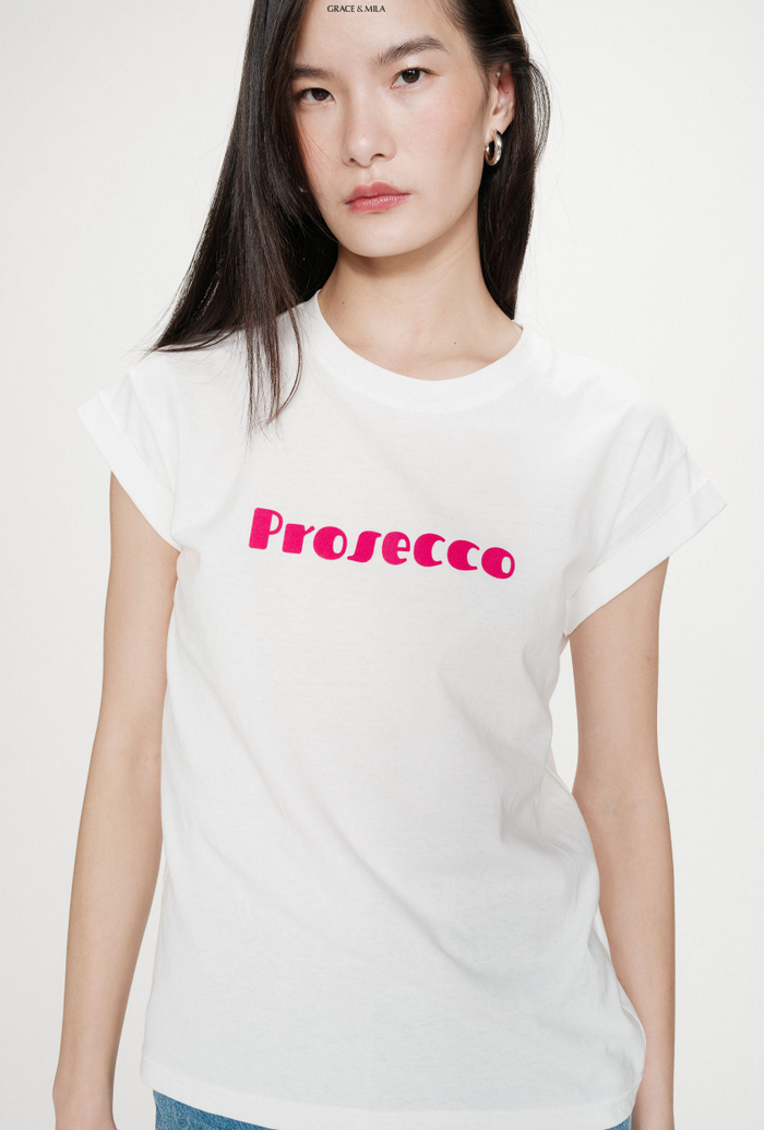 Grace & Mila Vico Fuchsia 'PROSECCO' Logo T-Shirt