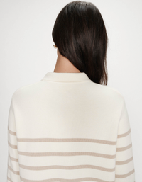 Grace and Mila Maelys Taupe/Cream Striped Supersoft Cropped Cardigan