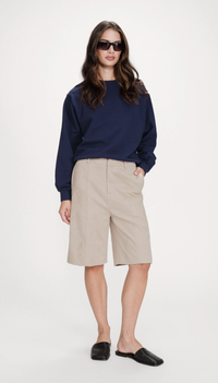 Grace & Mila Vonan Marine Blue Button Ruched Sweatshirt
