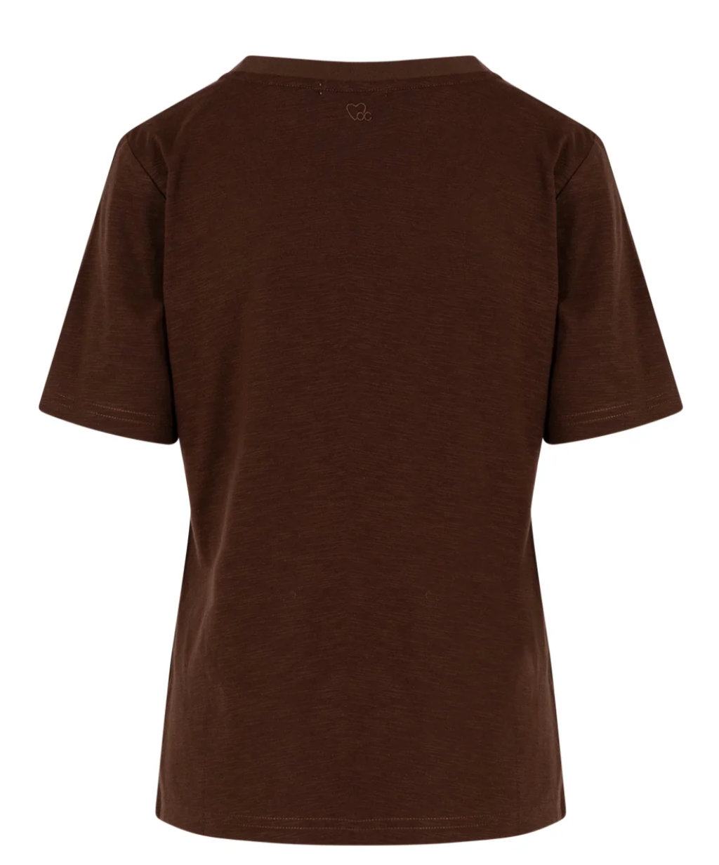 Coster Copenhagen Chocolate T-Shirt with Baby Pink Embroidered Cherry, 261-1500H