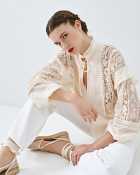 Access Fashion Vanilla Blouse with Lace Details, 63-2087