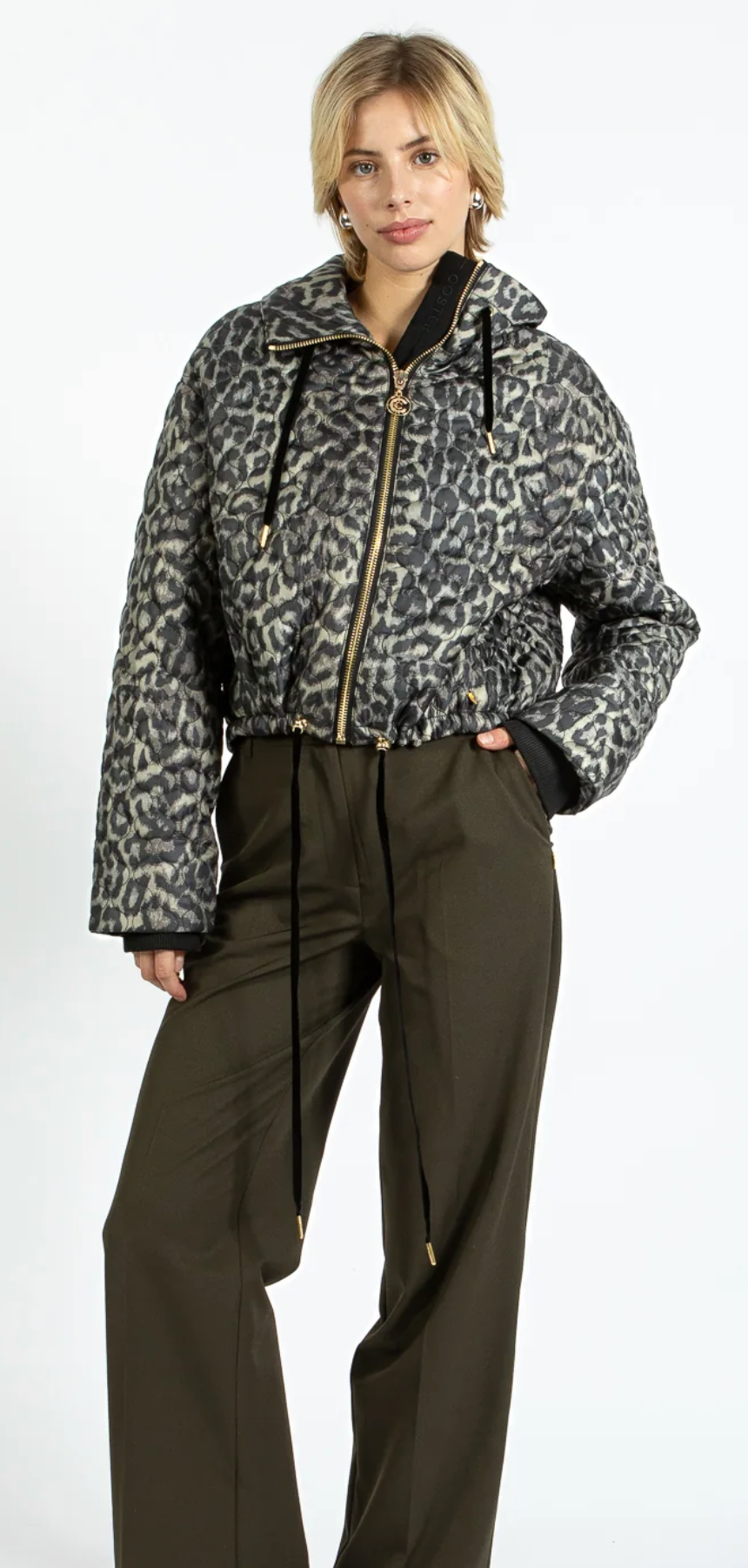 Coster Copenhagen Leopard Quilted Cropped Oversized Jacket