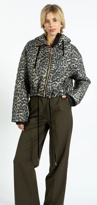 Coster Copenhagen Leopard Quilted Cropped Oversized Jacket