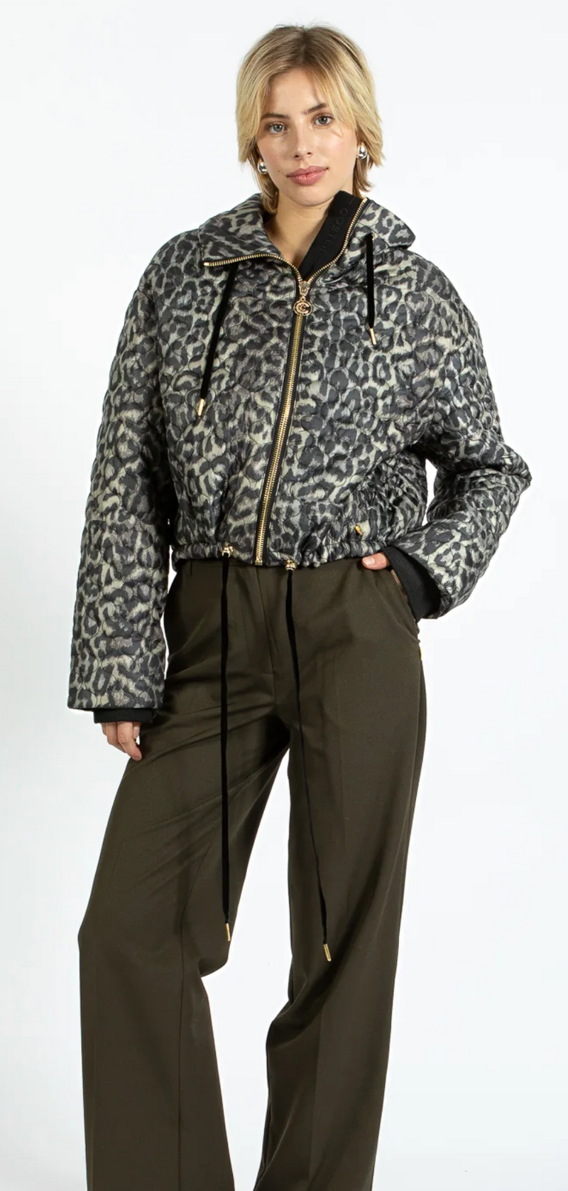 Coster Copenhagen Leopard Quilted Cropped Oversized Jacket