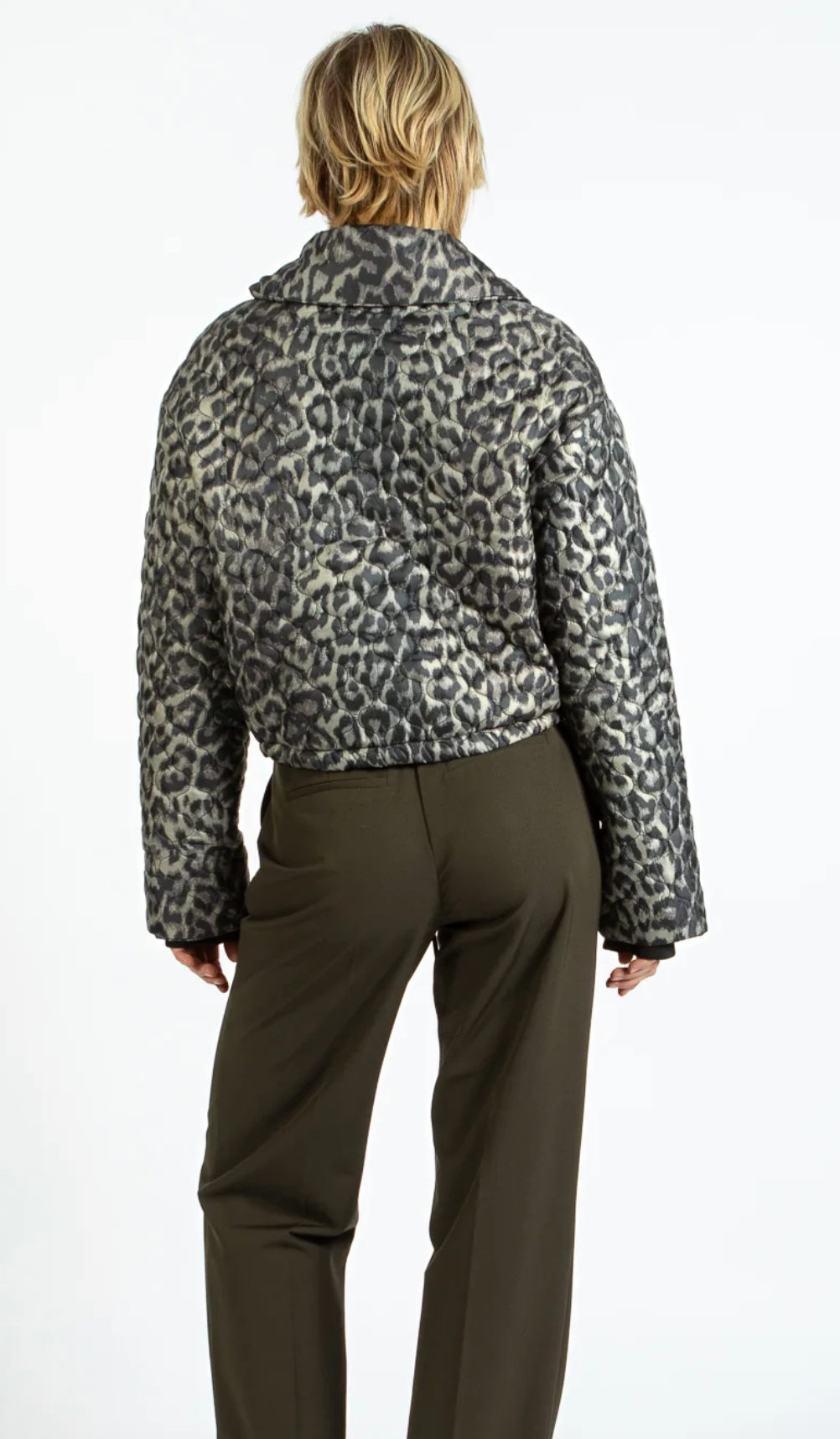 Coster Copenhagen Leopard Quilted Cropped Oversized Jacket