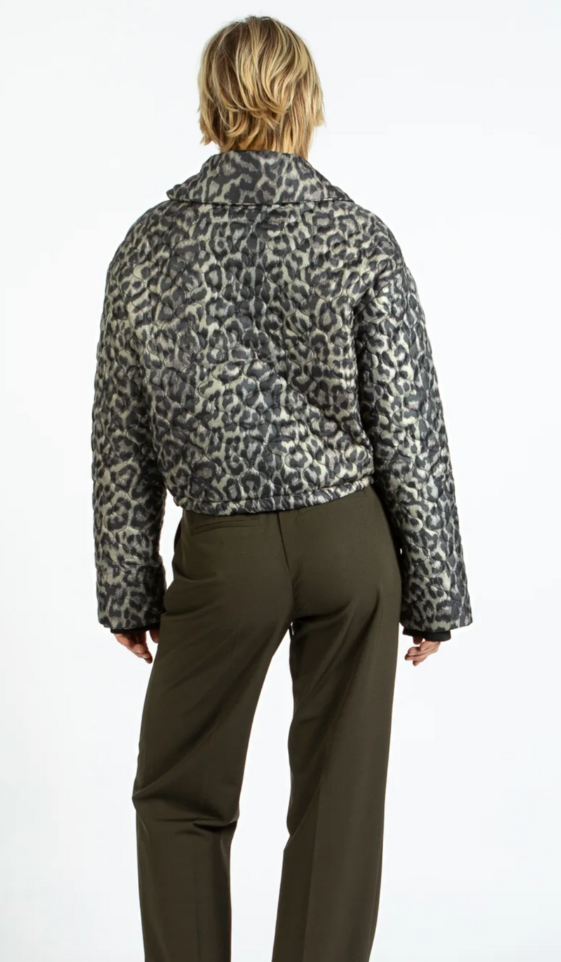 Coster Copenhagen Leopard Quilted Cropped Oversized Jacket