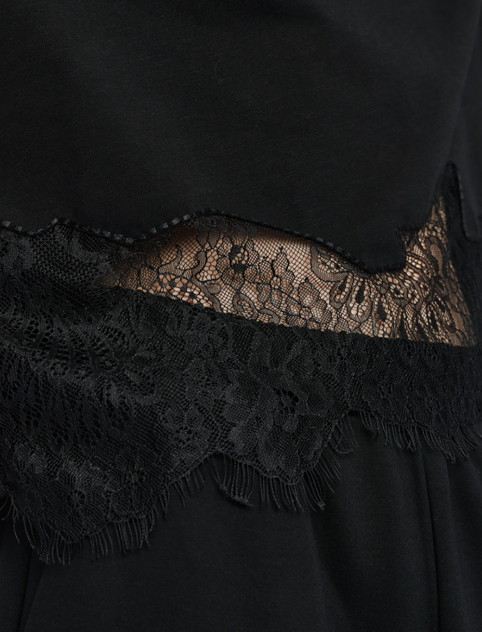 Access Fashion Black Top with Lace Trim