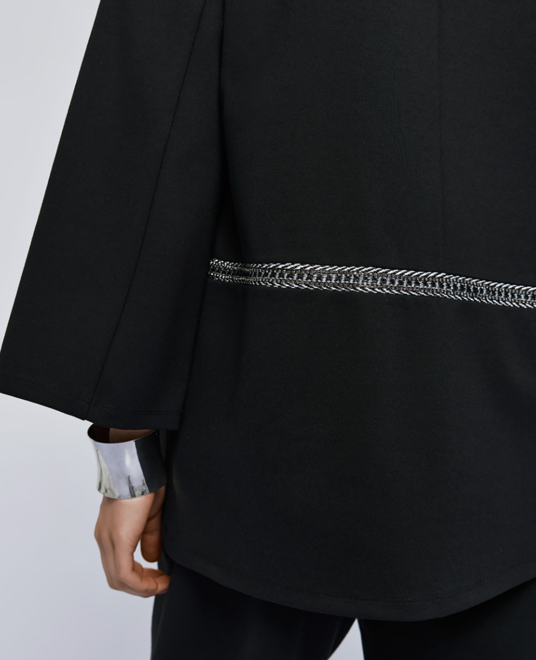 Access Fashion Black Boat Neckline Blouse with Embellishment