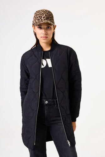 Garcia Black Quilted Bomber Jacket with Button Detailing