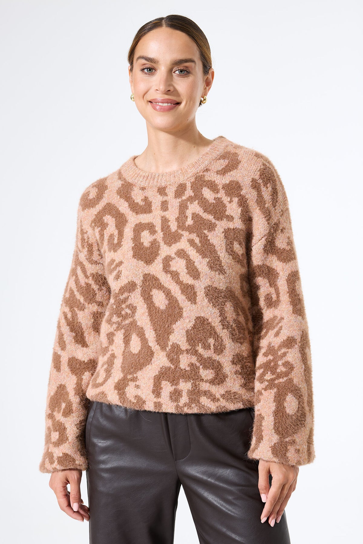 Garcia Teddybear Beige Leopard Jacquard Knit