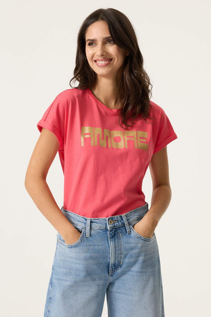 Garcia Coral Pink 'Amore' Logo T-Shirt, N260201