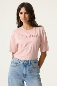 Garcia Dusky Pink Lace Logo 'L'Amore' T-Shirt, N260208