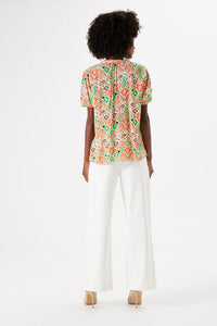 Garcia Dusky Peach Aztec Printed V-Neck Blouse, P40233