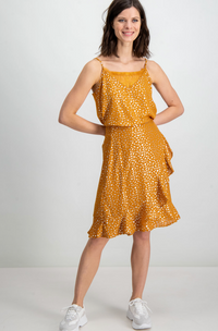 Garcia Orange Cami Top with Silver Dot Print and Lace, C90001 freeshipping - Ruby 67 Boutique